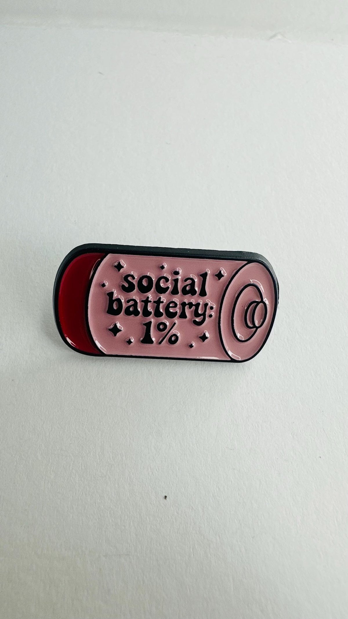 Social Battery Enamel Pin Pink 1 Percent Badge Introvert Gift Anxiety Awareness Funny Quote Lapel Pin Mental Health Jewelry