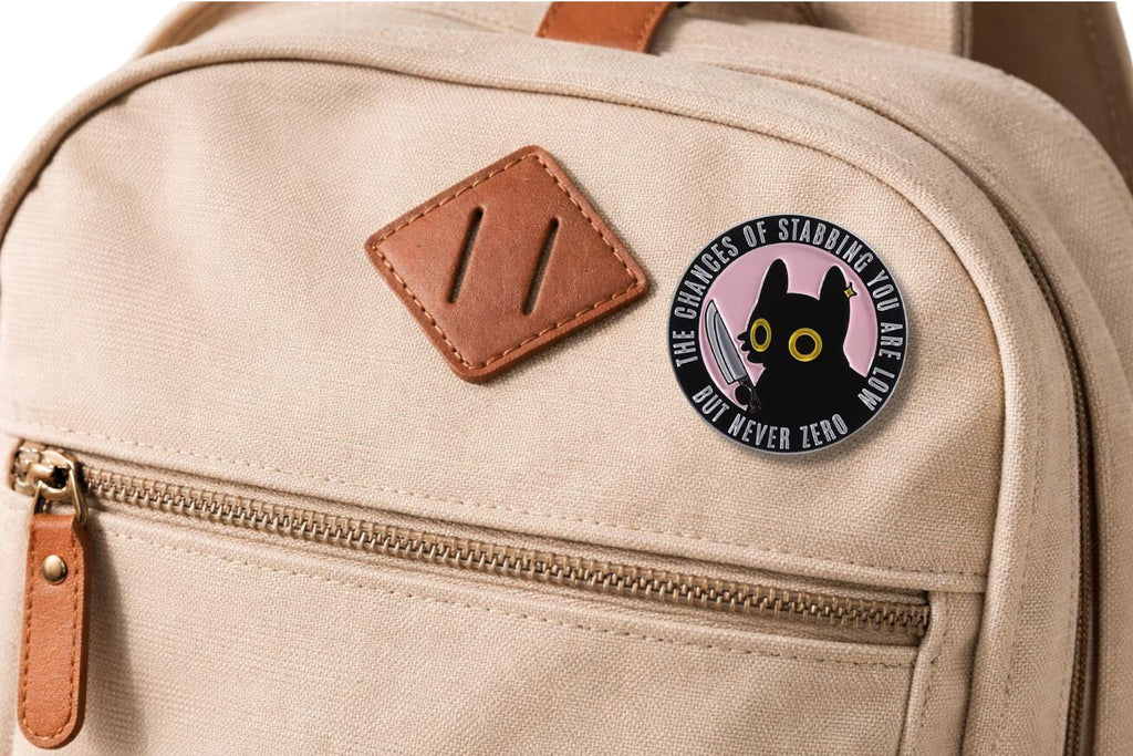 I Enjoy Danger Enamel Pin Cartoon Animal Holding Dagger Brooch Backpack Lapel Badge Jewelry Gift