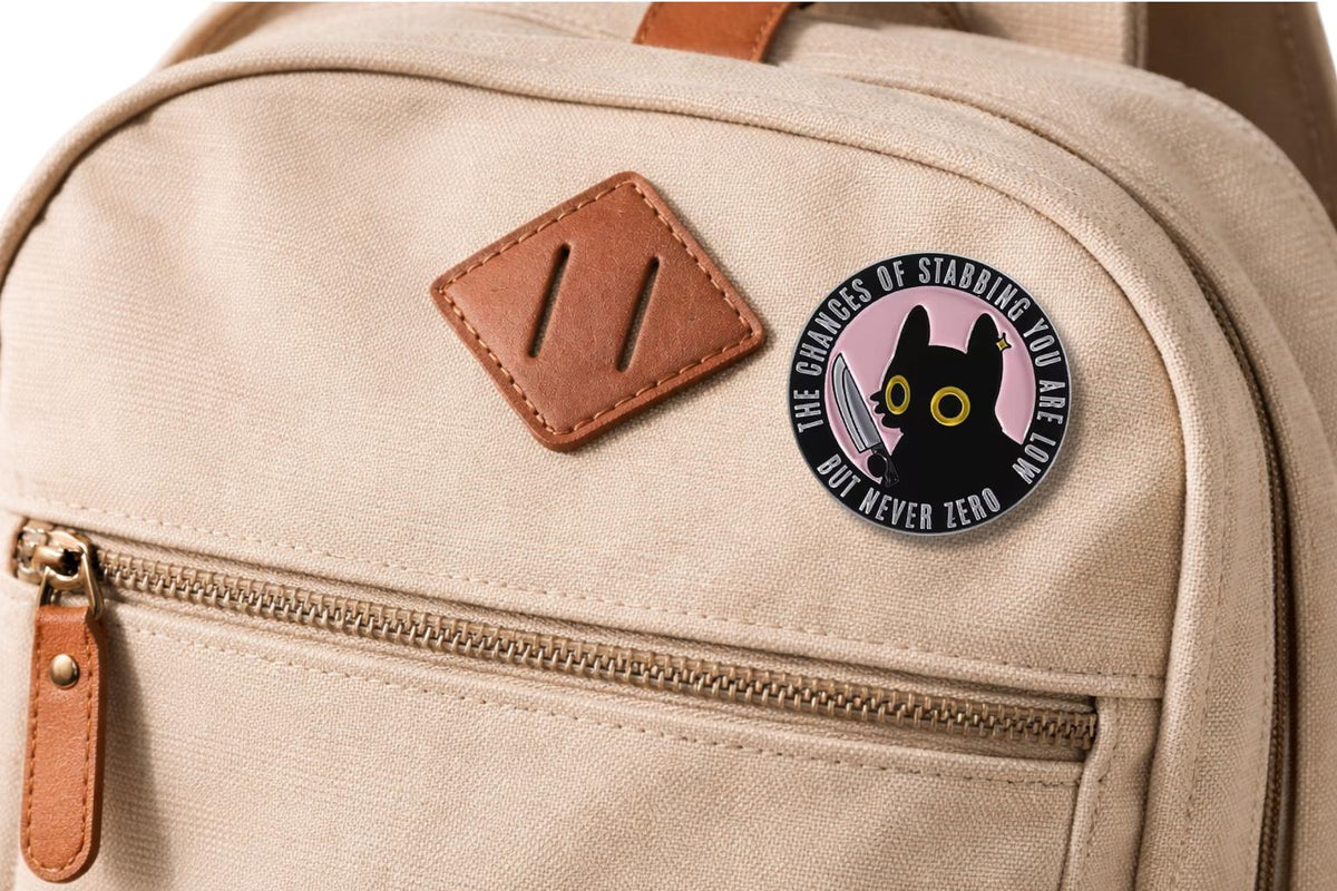 I Enjoy Danger Enamel Pin Cartoon Animal Holding Dagger Brooch Backpack Lapel Badge Jewelry Gift