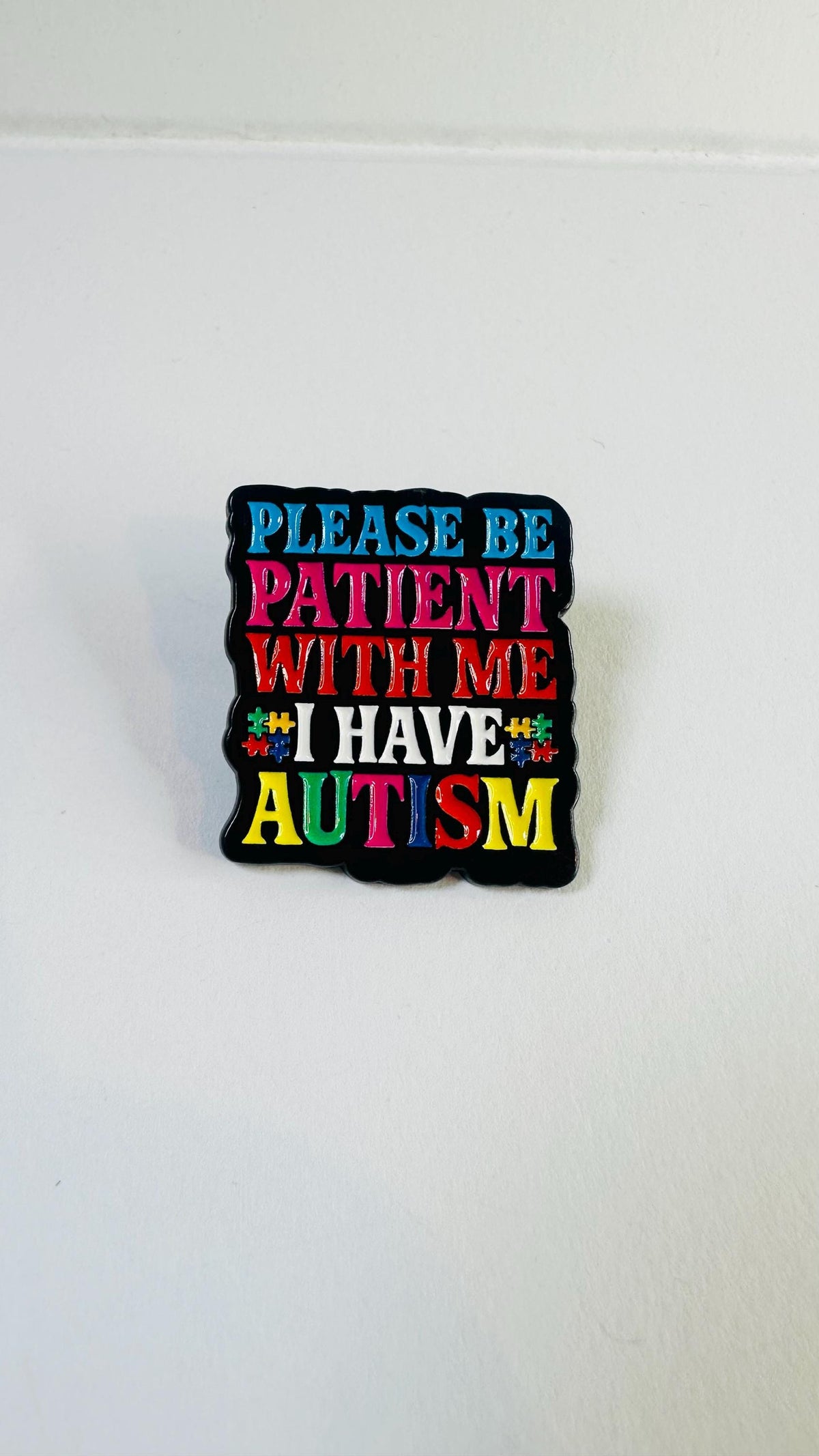 Please Be Patient With Me Enamel Pin – Rainbow Puzzle Mental Health Brooch – Neurodiversity Awareness Lapel Badge – Autism Support Jewelry
