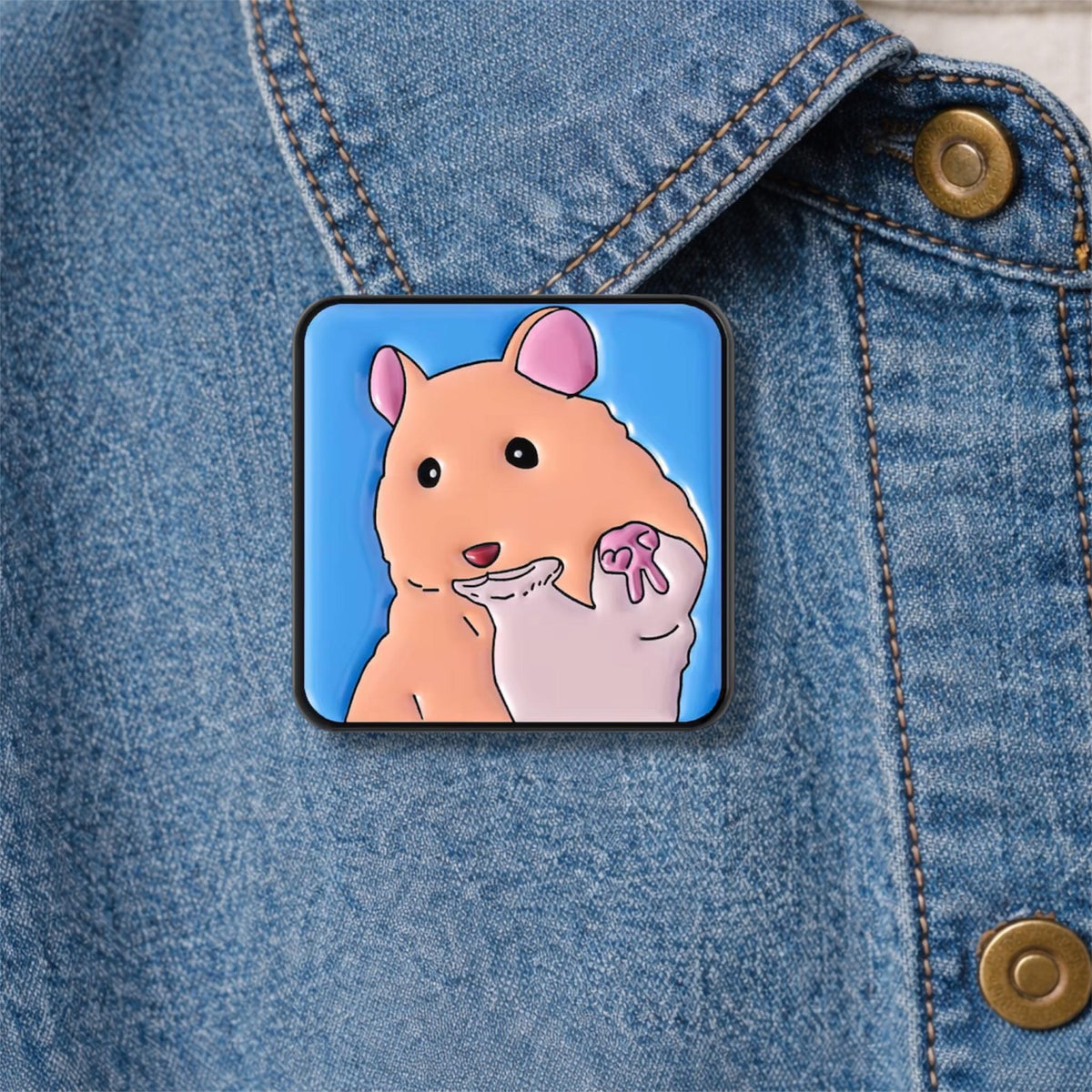 Selfie Peace Hamster Enamel Pin Funny Cartoon Mouse Animal Brooch Lapel Badge Jewelry Gift for Friends