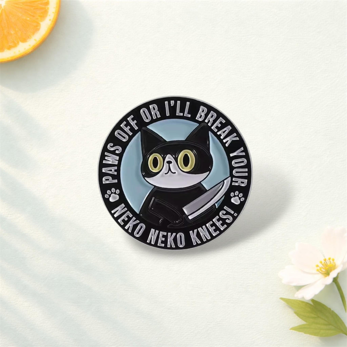 I Enjoy Danger Enamel Pin Cartoon Animal Holding Dagger Brooch Backpack Lapel Badge Jewelry Gift