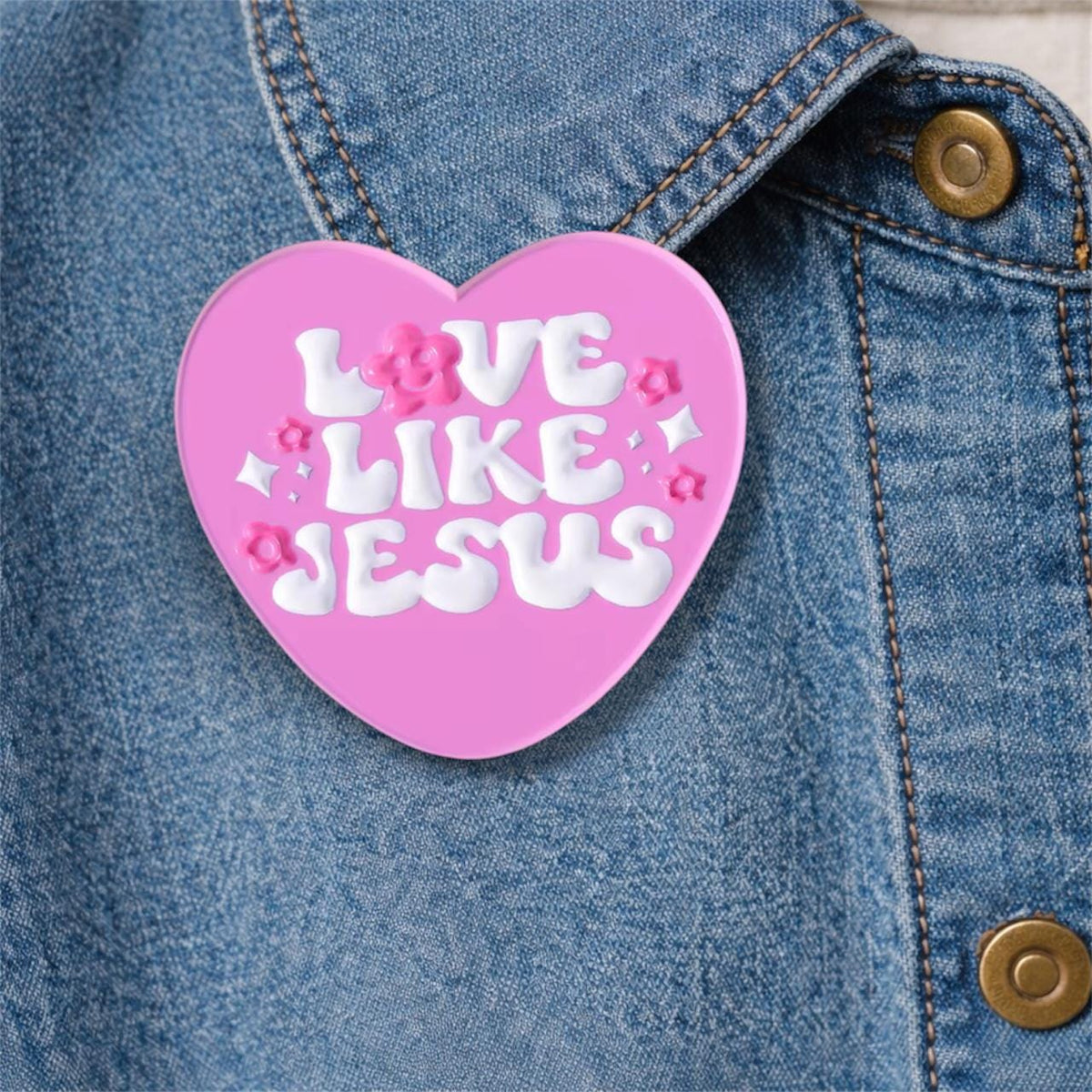 Love Likes Jesus Enamel Pin Christian Faith Heart Brooch Lapel Badge Jewelry Gift for Friends