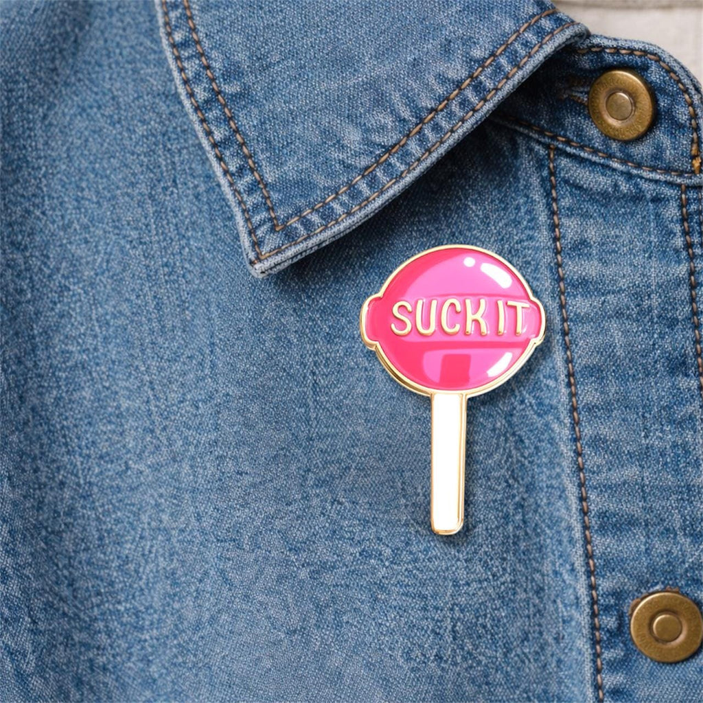 Funny Lollipop Suck It Enamel Pin Humorous Sass Lover Brooch Lapel Badge Cartoon Candy Jewelry Gift