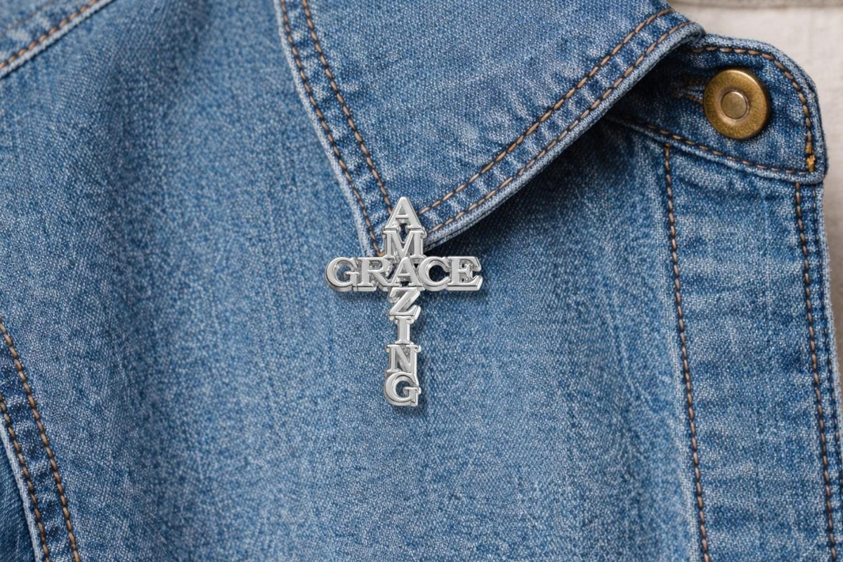 Christian Cross Enamel Pin – Jesus Religious Heart Symbol Brooch – Faith Inspirational Lapel Badge – Catholic & Christian Gift Jewelry