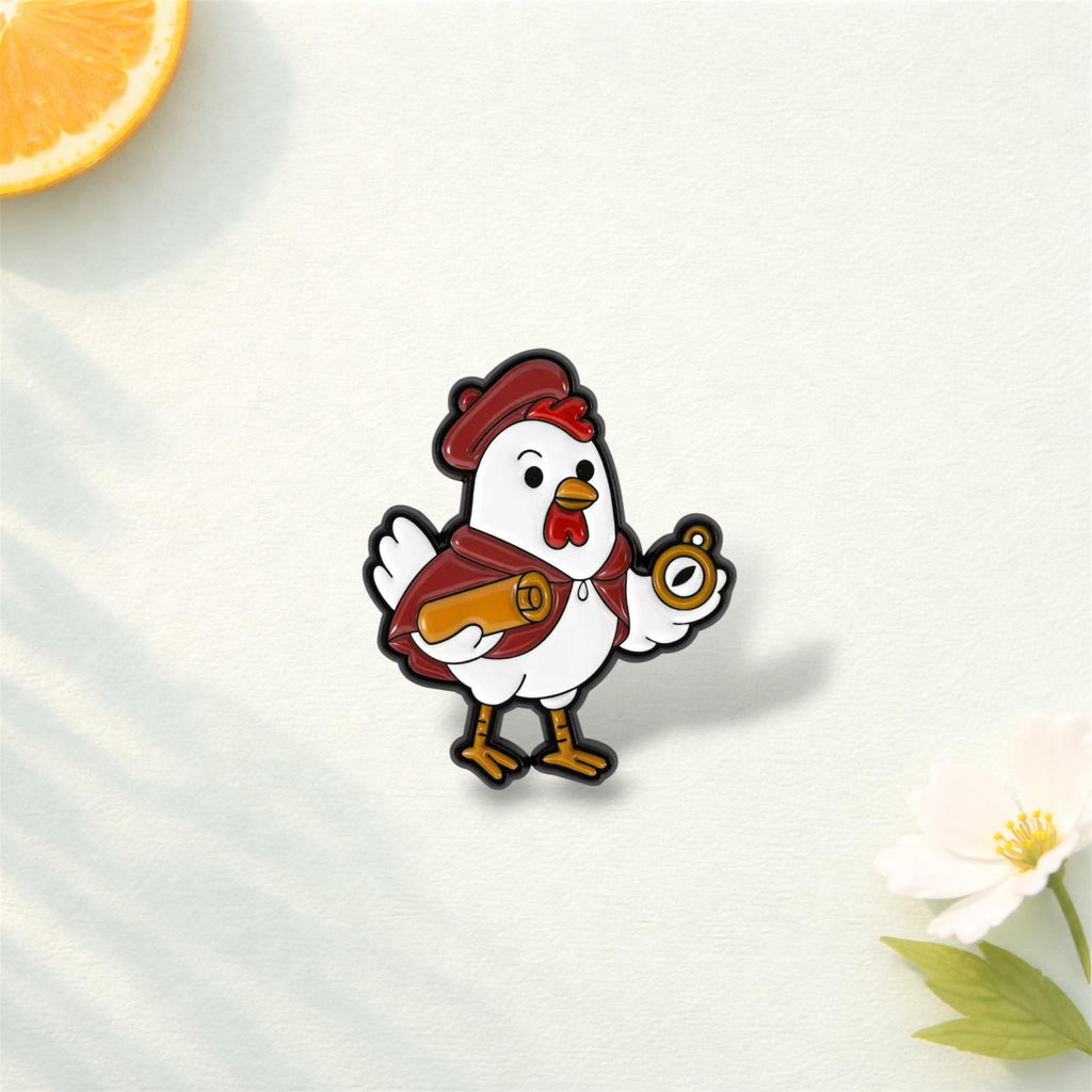 Historical Animal Enamel Pin – Cute Roman Goose, Explorer Chicken & Napoleon Hamster Brooch – Funny Anthropomorphic Lapel Badge Gift