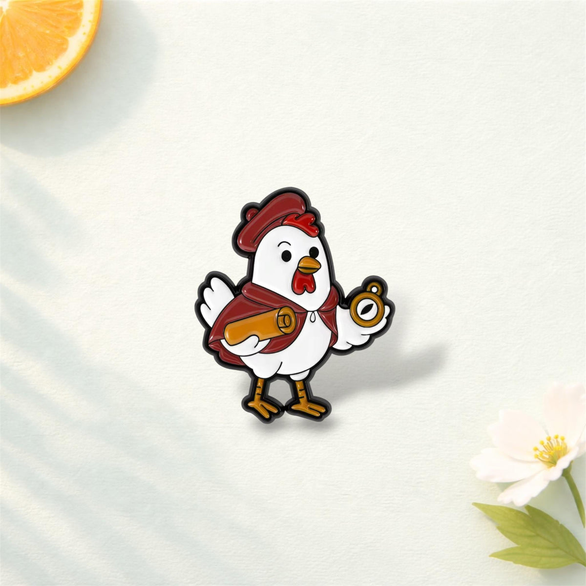 Historical Animal Enamel Pin – Cute Roman Goose, Explorer Chicken & Napoleon Hamster Brooch – Funny Anthropomorphic Lapel Badge Gift