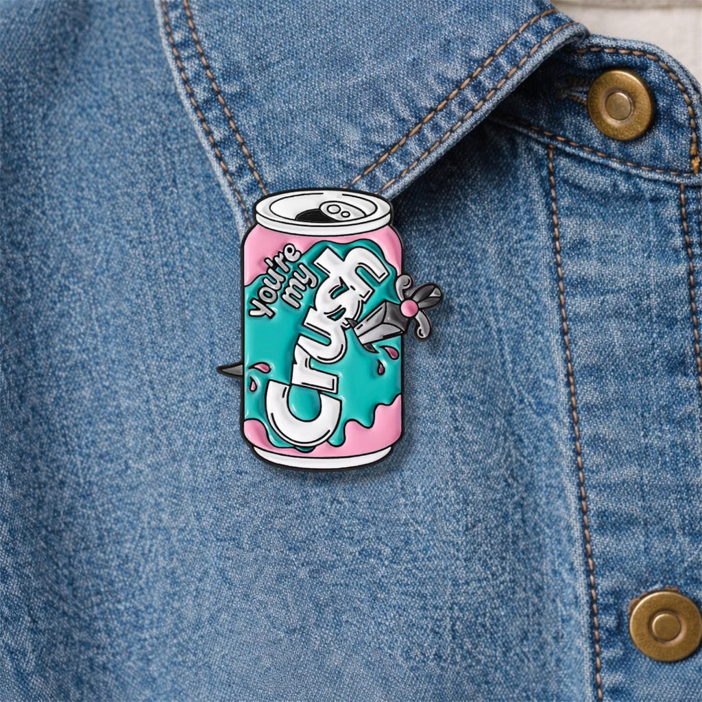 Cartoon Juice Drink Enamel Pin You Are My Crush Halloween Ghost Orange Soda Brooch Lapel Badge Jewelry Gift