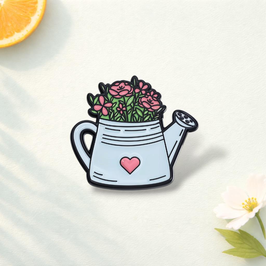 Floral Bicycle Car Enamel Pin Cute Creative Flower Cartoon Brooch Funny Artistic Lapel Badge Backpack Jewelry Gift