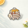 Cartoon Tortoise Pancake Stack Alloy Pin Rose Gold Plated Kawaii Food Animal Brooch for Kids Collectors-Party & Wedding Gift