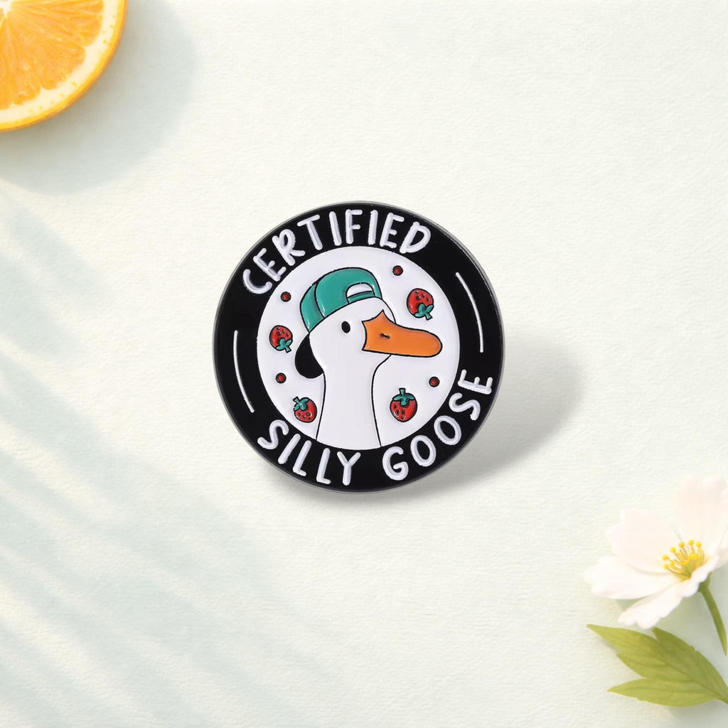 Certified Silly Goose Enamel Pin Cartoon Goose Mood Funny Brooch Lapel Badge Jewelry Gift for Friends