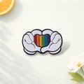 Rainbow Pride Cat Enamel Pin Jesus Loves Me Too Finger Heart Gesture Brooch Lapel Badge Jewelry Gift