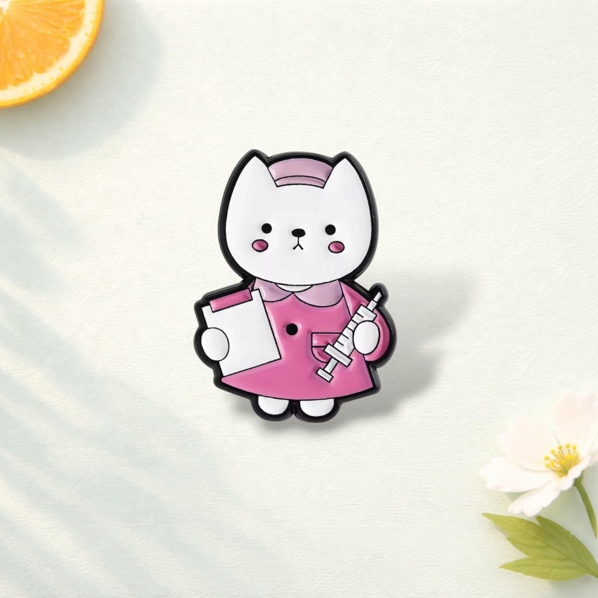 Cute Laboratory Nurse Cat Enamel Pin Cartoon Kitten Scientist Lab Brooch Lapel Badge Chemical Jewelry Gift for Friends
