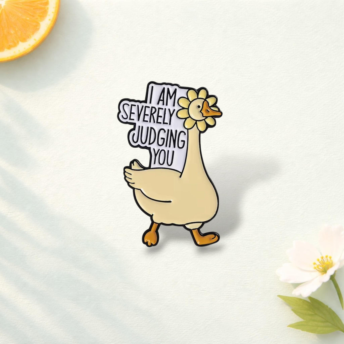 Silly Goose Enamel Pin I Am Judging You Funny Quote Brooch Cartoon Animal Lapel Badge Jewelry Gift for Friends