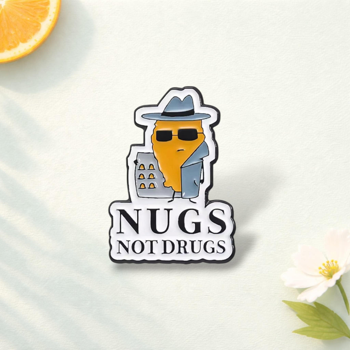 Nugs Not Drugs Enamel Pin Funny Cartoon Text Brooch Meme Badge Cannabis Culture Inspired Fashion Accessory Lapel Pin Gift