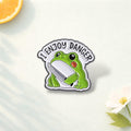 I Enjoy Danger Enamel Pin Cartoon Animal Holding Dagger Brooch Backpack Lapel Badge Jewelry Gift