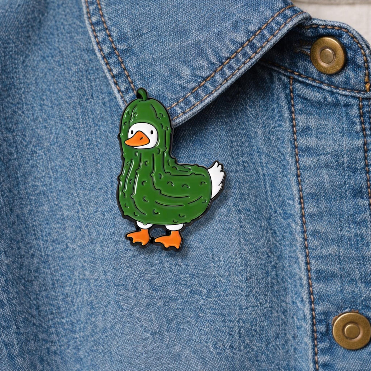 Creative Pickled Duck and Cat Enamel Pin Dill With It Pickle Hat Cat Brooch Lapel Badge Jewelry
