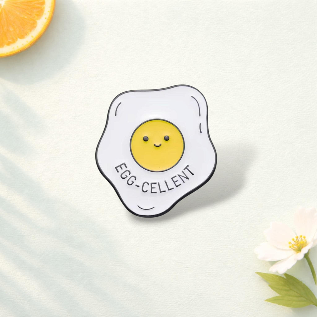Funny Eggs Enamel Pin – “Cuse Me” Cute Cartoon Egg Brooch – Kawaii Food Lover Lapel Badge Backpack Pin Pun Gift