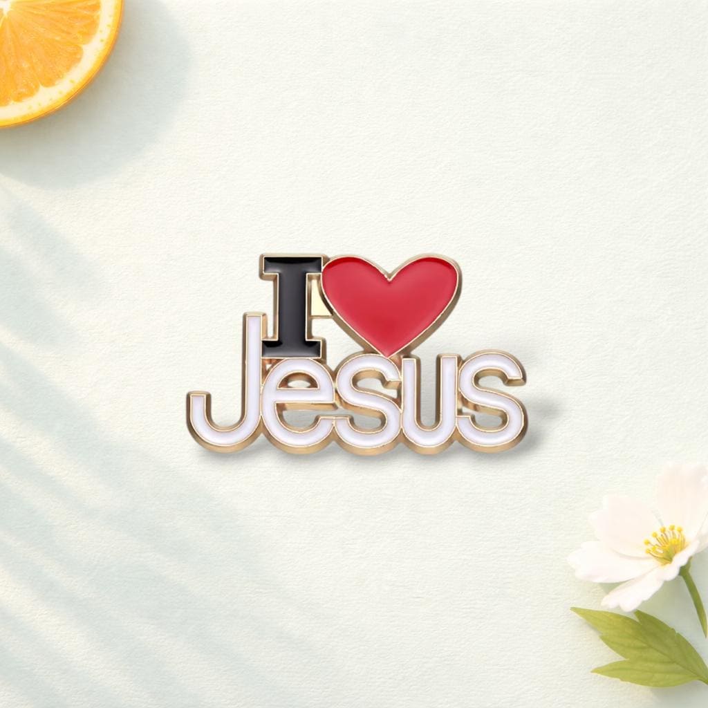 I Love Jesus Enamel Pins Custom Phrase With Heart Brooches Shirt Collar Lapel Badges Simple Jewelry Gift for Kids