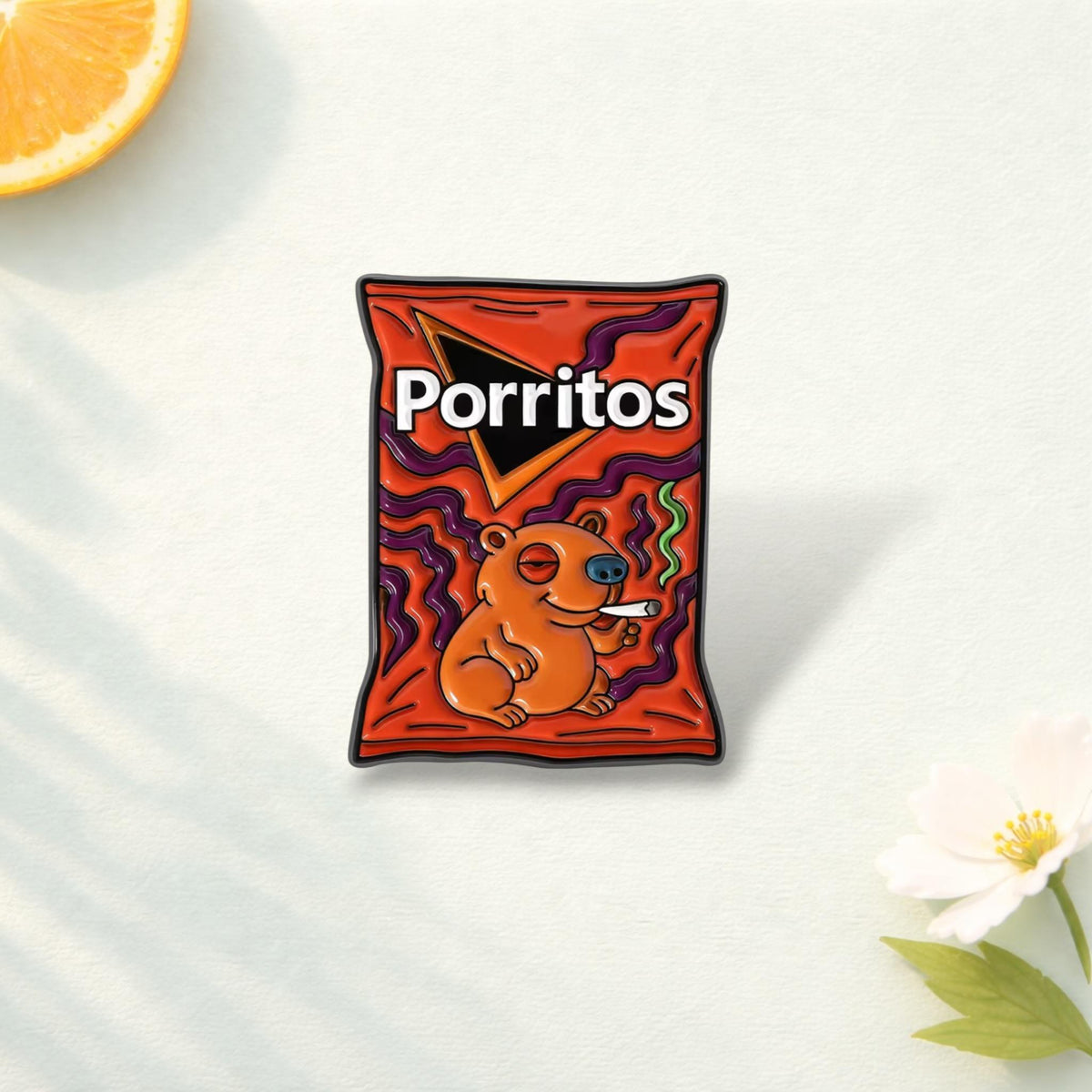 Porritos Cheese Nachos Chips Enamel Pin Funny Snack Animal Brooch Lapel Badge Jewelry Gift for Friends Backpack Pin