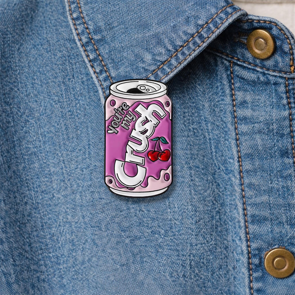 Cartoon Juice Drink Enamel Pin You Are My Crush Halloween Ghost Orange Soda Brooch Lapel Badge Jewelry Gift