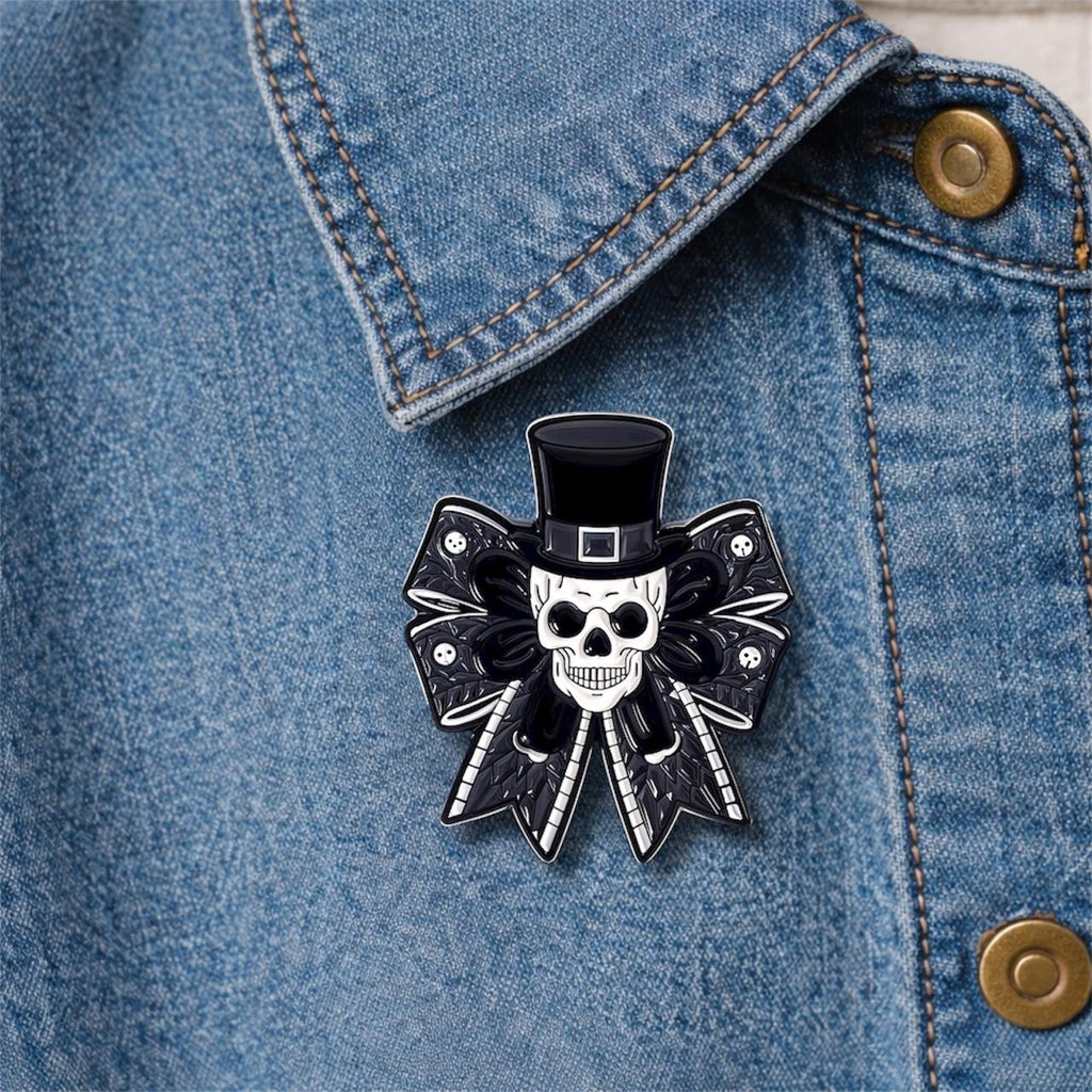 Punk Skull Bat Bowknot Enamel Pins Terrifying Skeleton Spider Brooch Lapel Badge Halloween Jewelry Gift