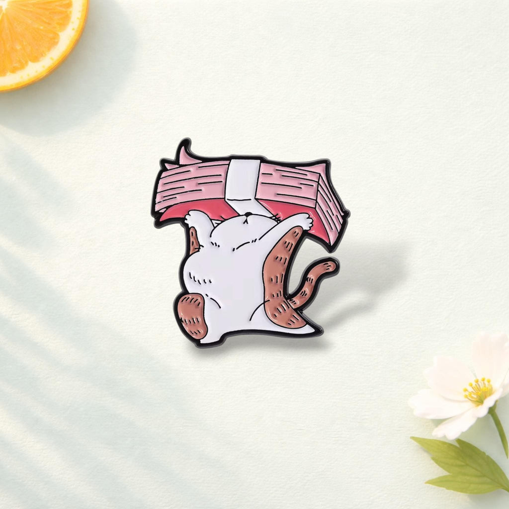 Funny Cat on Laptop Enamel Pin Tired Kitty Work Life Brooch Cute Animal Lapel Badge Jewelry Gift for Friends
