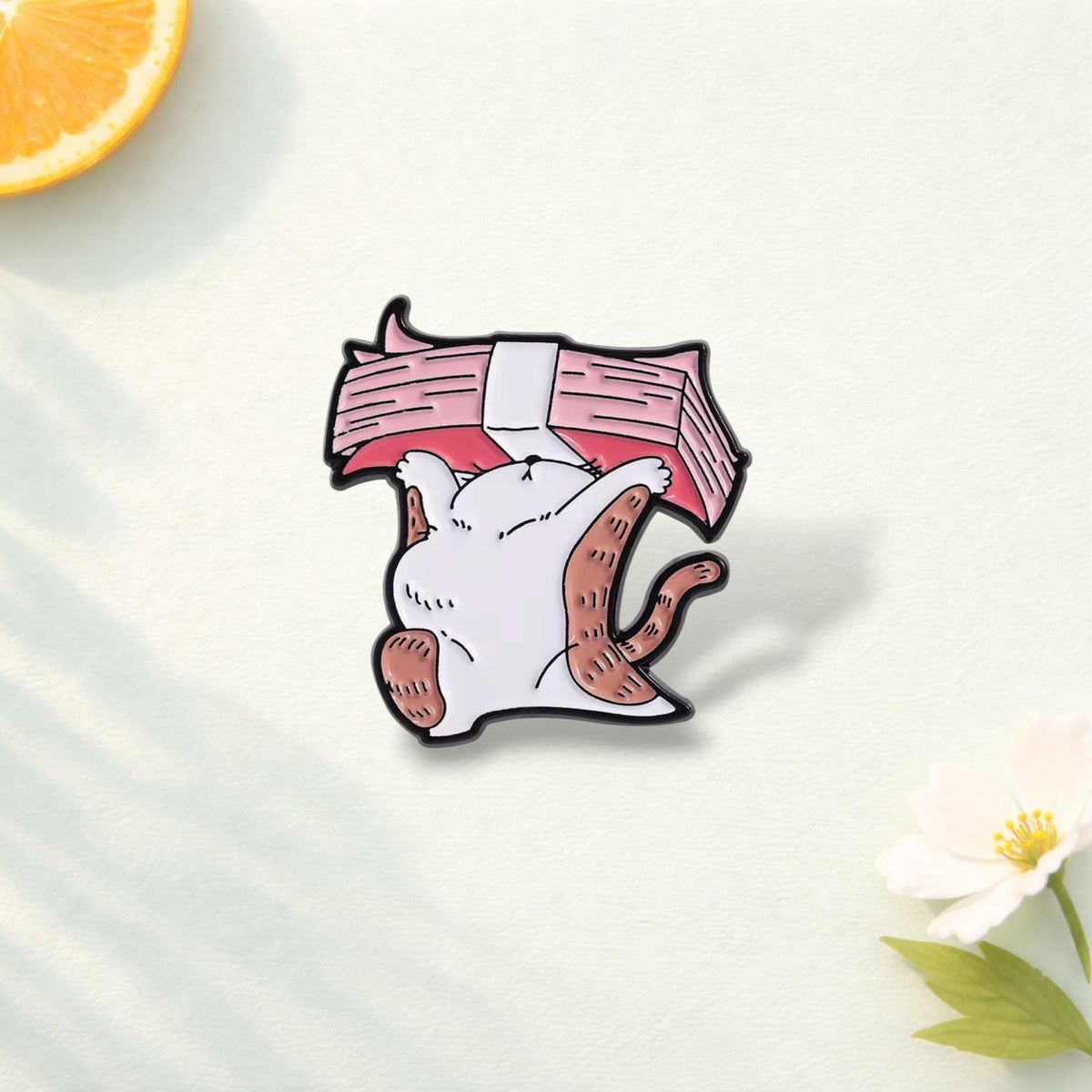 Funny Cat on Laptop Enamel Pin Tired Kitty Work Life Brooch Cute Animal Lapel Badge Jewelry Gift for Friends