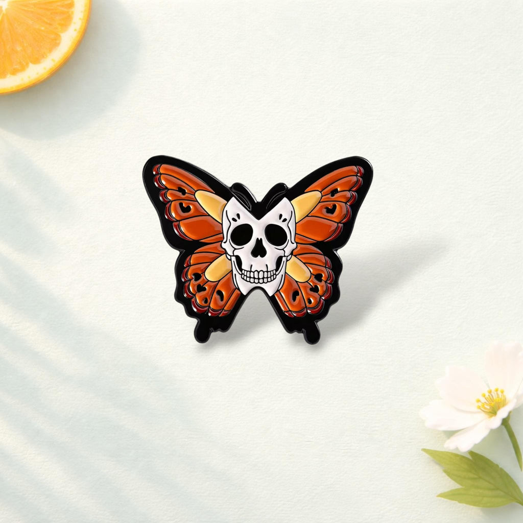 Butterfly Skeleton Enamel Pin Halloween Punk Skull Butterfly Brooch Metal Lapel Badge Jewelry Backpack Gift for Friends