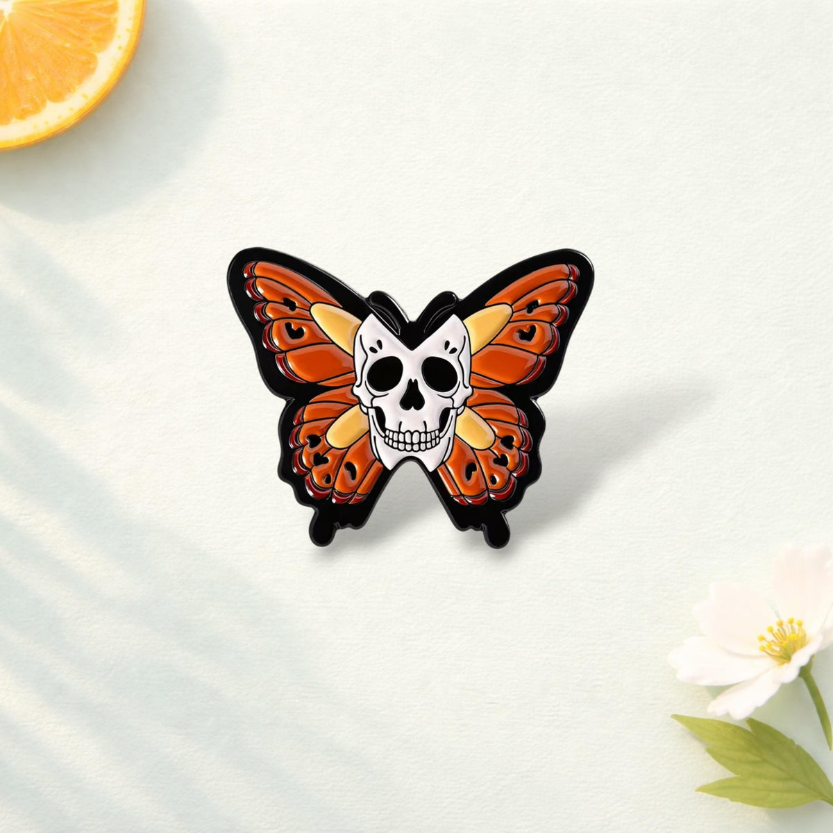 Butterfly Skeleton Enamel Pin Halloween Punk Skull Butterfly Brooch Metal Lapel Badge Jewelry Backpack Gift for Friends