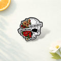 Gothic Skull “Kinda Emotional” Enamel Pin – Punk Skeleton Flower Sad to the Bone Brooch – Lapel Badge