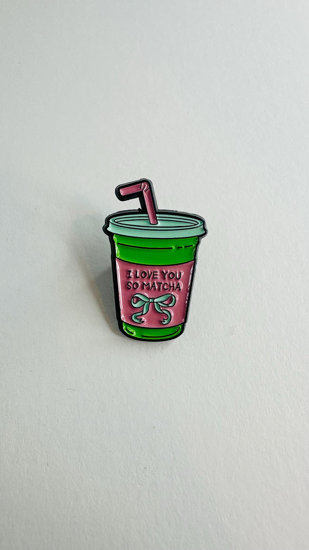 Matcha Girlie Enamel Pin – “I Love You So Matcha” Brooch – Cute Tea Lover Badge