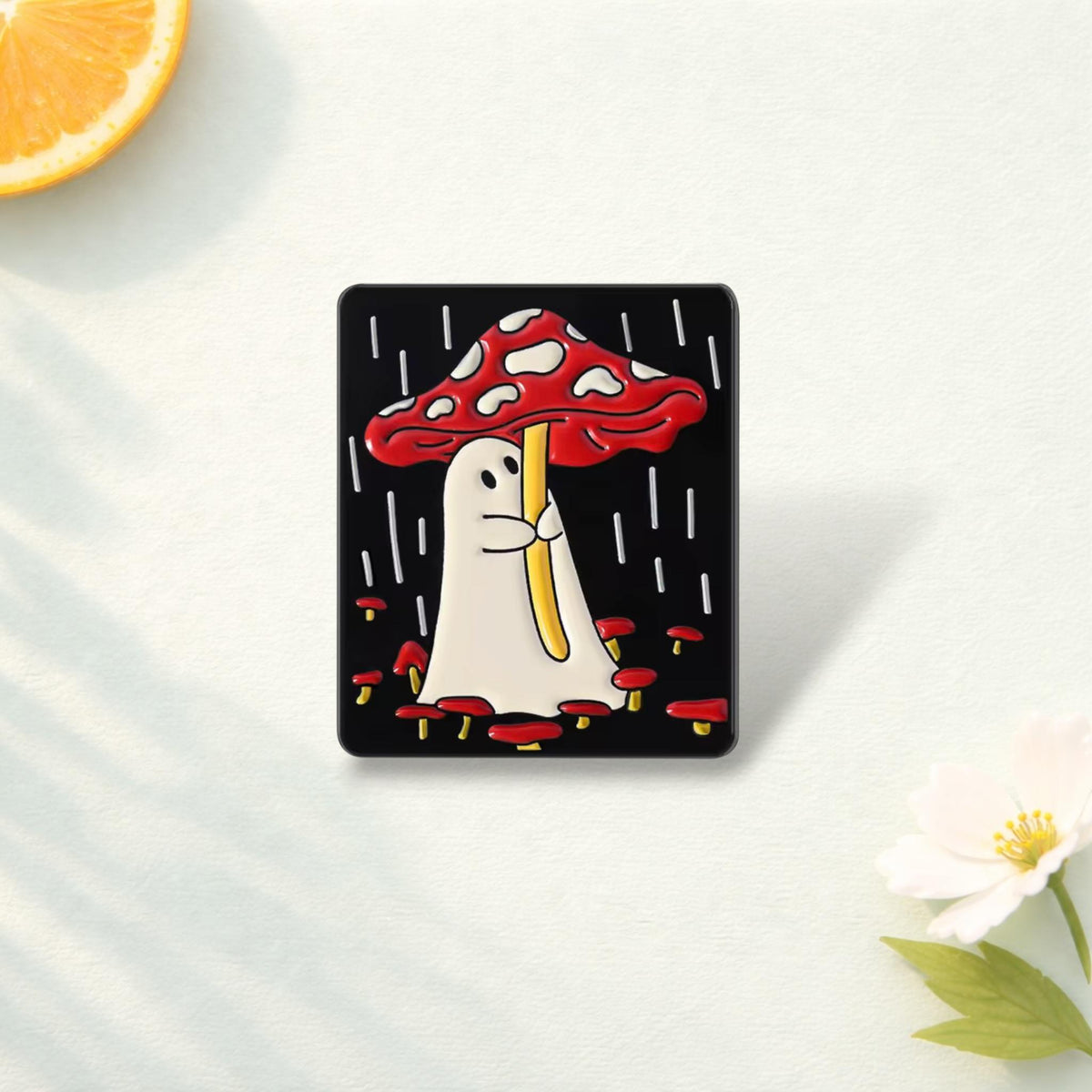 Wandering Ghost Enamel Pin Mushroom Umbrella Halloween Spooky Brooch Lapel Badge Jewelry Gift for Friends
