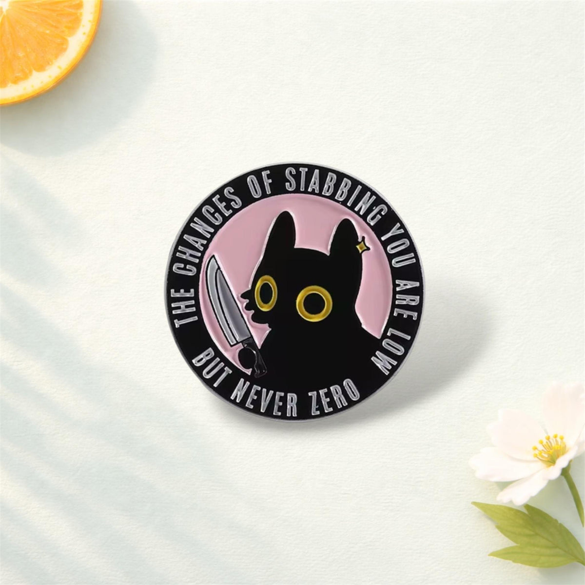 I Enjoy Danger Enamel Pin Cartoon Animal Holding Dagger Brooch Backpack Lapel Badge Jewelry Gift