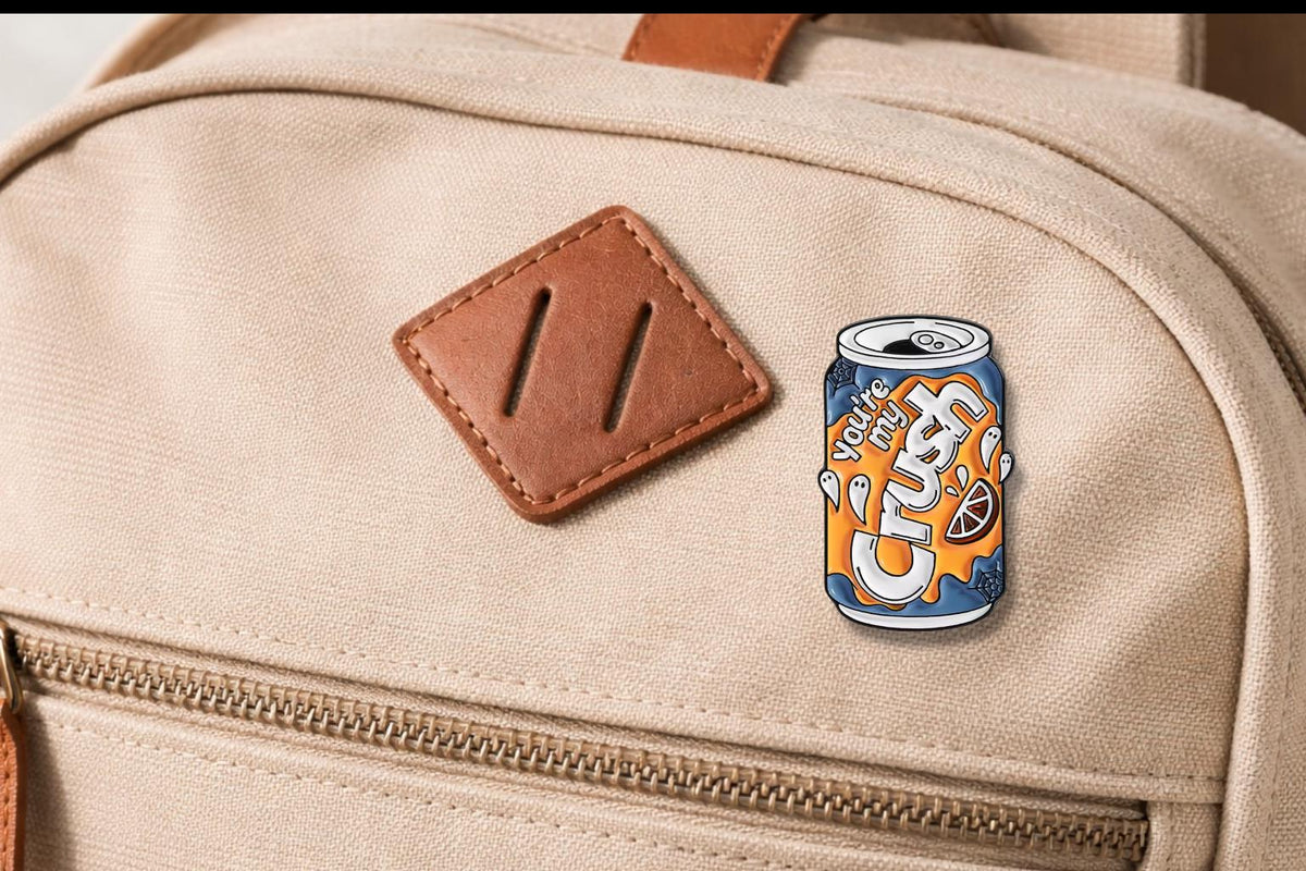 Cartoon Juice Drink Enamel Pin You Are My Crush Halloween Ghost Orange Soda Brooch Lapel Badge Jewelry Gift