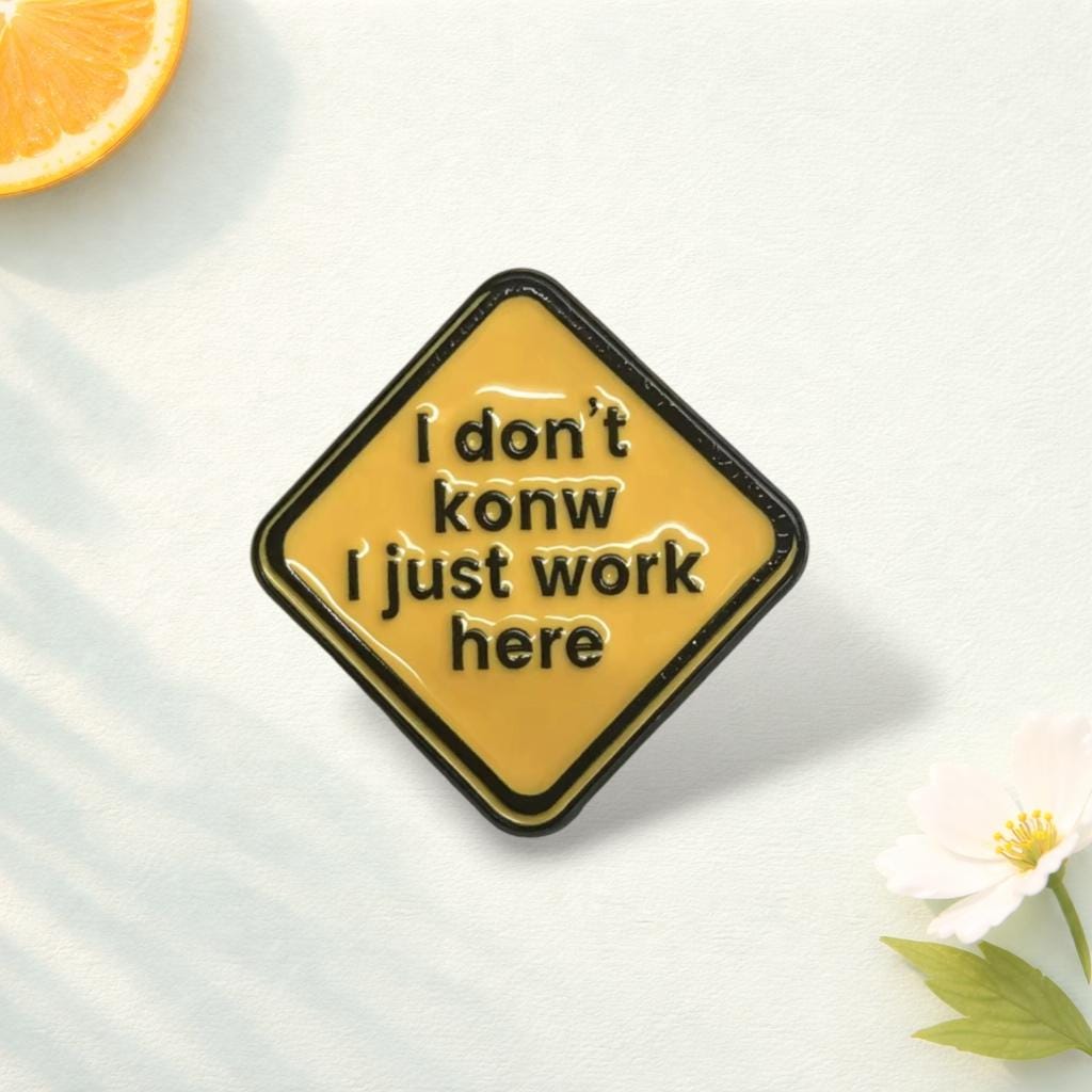 Funny "I Don't Know I Just Work Here" Enamel Pin Zinc Alloy Brooch