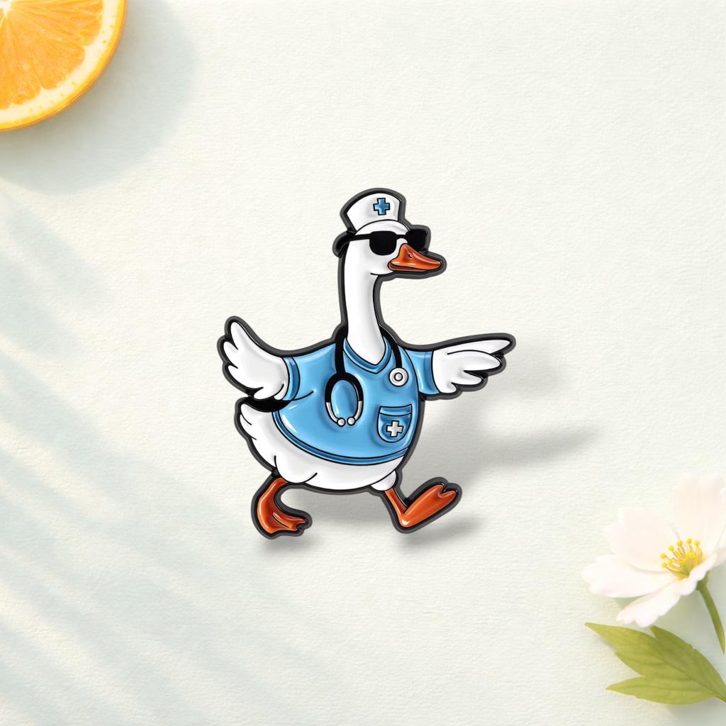 Medical Goose Brooch Enamel Pin Goose Doctor Stethoscope Syringe Silly X-Ray Goose Brooches Lapel Badge Jewelry