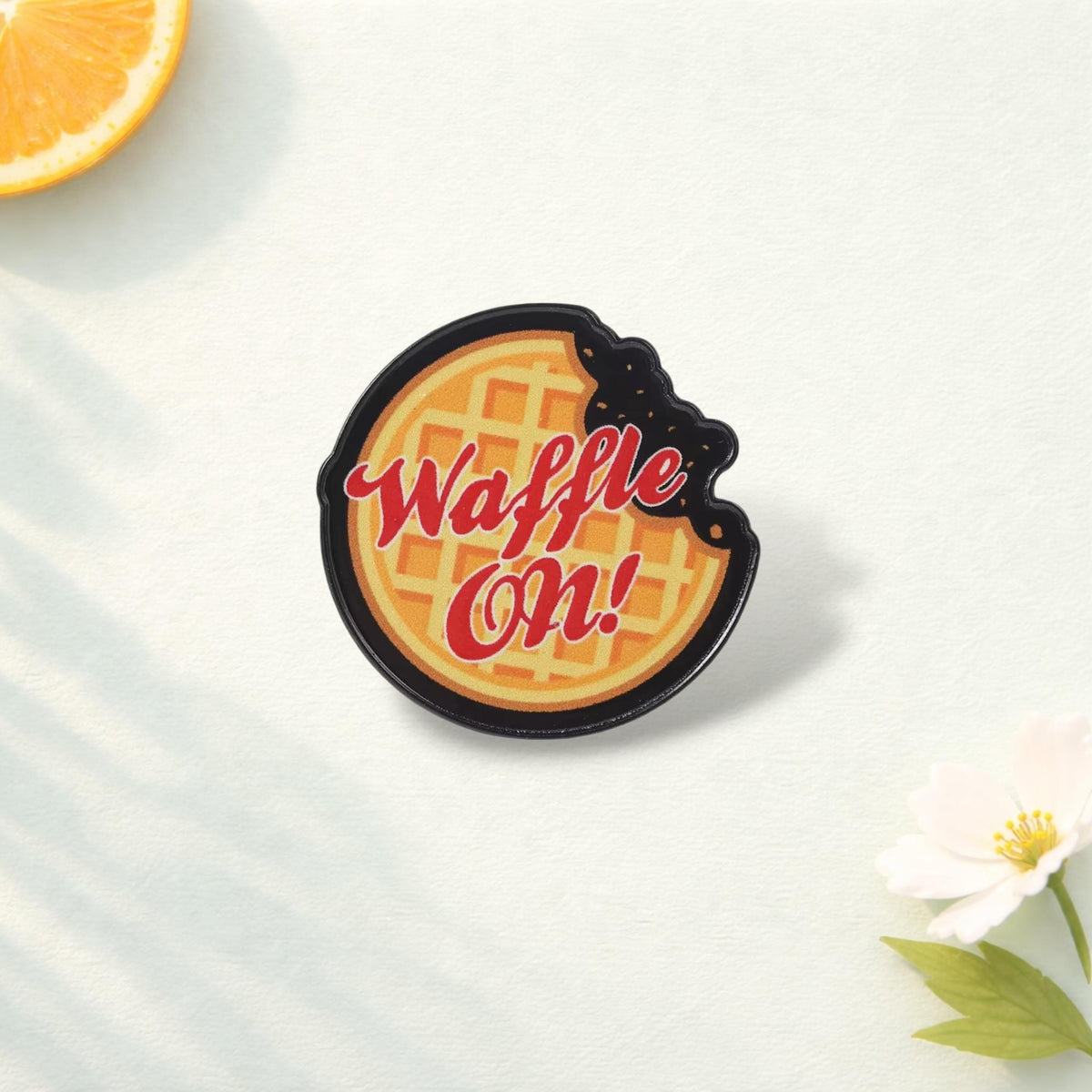 Sci Fi Horror Waffle Enamel Pin Funny Waffle Quote Brooch Lapel Badge Jewelry Gift for Friends