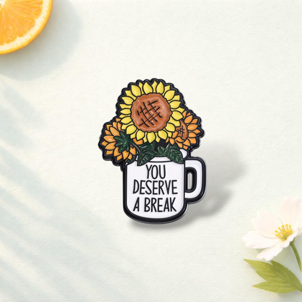 Floral Bicycle Car Enamel Pin Cute Creative Flower Cartoon Brooch Funny Artistic Lapel Badge Backpack Jewelry Gift