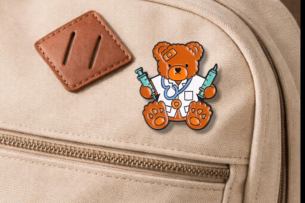 Doctor Nurse Teddy Bear Enamel Pins Medical Uniform Stethoscope Syringe Animal Lapel Brooch