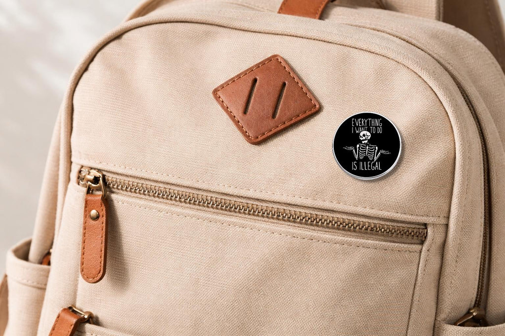 Everything I Want to Do Is Illegal Enamel Pin Halloween Skull Brooch Metal Alloy Badge Funny Accessories Gift