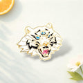Creative Fashion Fierce Three-Eyed Tiger Brooch, Cartoon Metal Dripping Oil Badge Pin Daily Versatile Clothing, Backpack, Hat