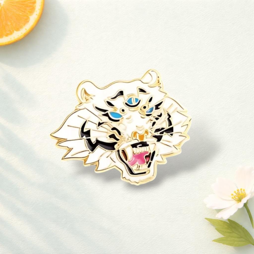 Creative Fashion Fierce Three-Eyed Tiger Brooch, Cartoon Metal Dripping Oil Badge Pin Daily Versatile Clothing, Backpack, Hat