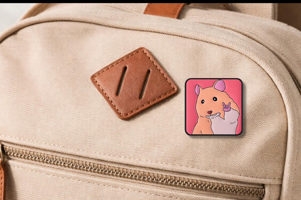 Selfie Peace Hamster Enamel Pin Funny Cartoon Mouse Animal Brooch Lapel Badge Jewelry Gift for Friends