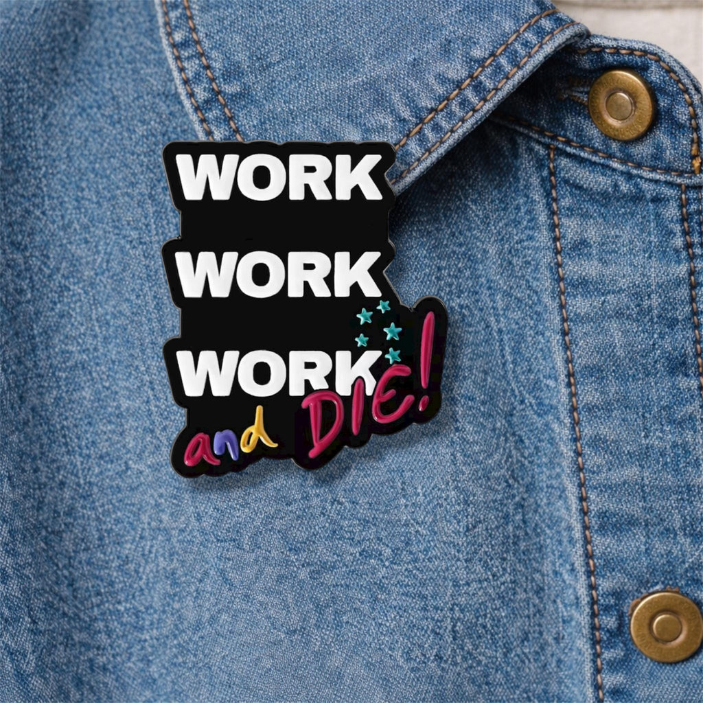 Work Work Work and Die Enamel Pins Froggy Doing Silly Tasks Funny Badge Lapel Brooch Coffee cat Jewelry