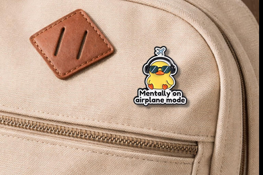 Mentally on Airplane Mode Duck Enamel Pins Cute Duck Self Care Brooch Backpack Lapel Badge Jewelry