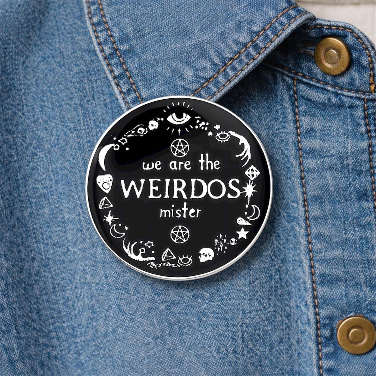We Are the Weirdos Mister Enamel Pins Mystical Punk Moon Skull Symbol Brooch Clothes Lapel Badge Jewelry Gift