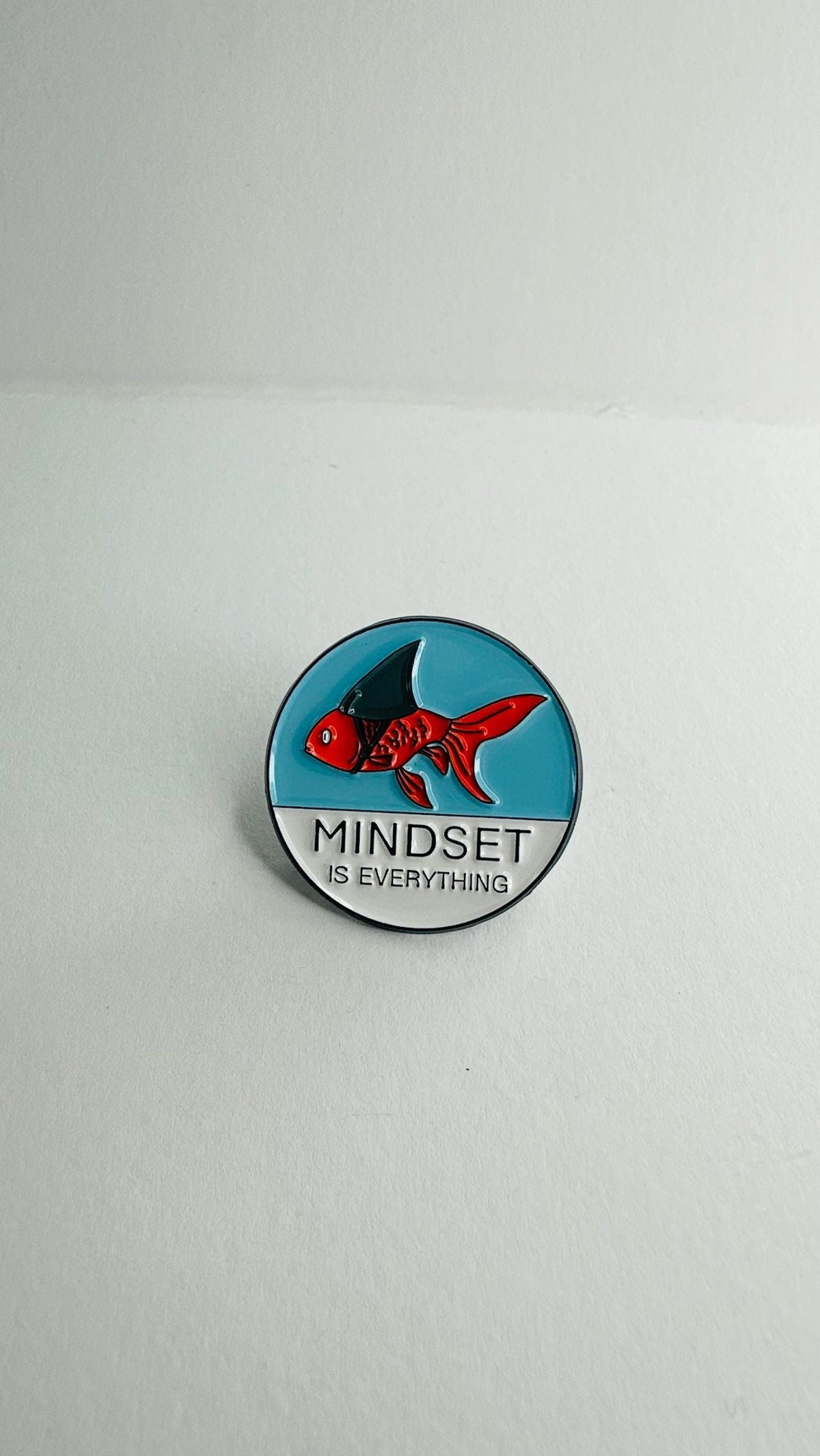 Goldfish Shark Enamel Pin Custom Mindset Is Everything Brooch Animal Lapel Badge Jewelry Gift for Kids and Friends