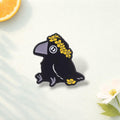 Cute Black Crow Enamel Pin Flower Wreath Raven Brooch Gothic Bird Badge Nature Jewelry Gift Lapel Pin Fashion Accessory Friends