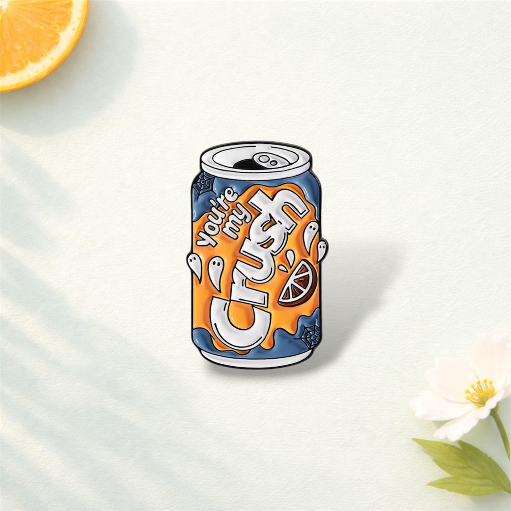 Cartoon Juice Drink Enamel Pin You Are My Crush Halloween Ghost Orange Soda Brooch Lapel Badge Jewelry Gift